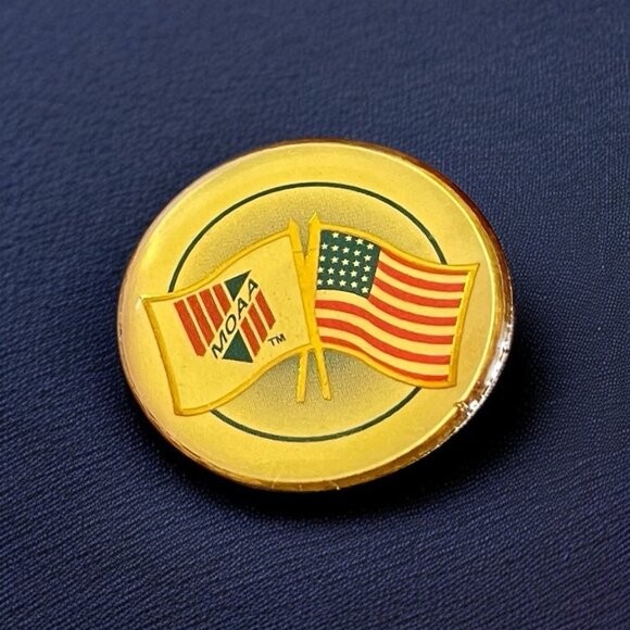MOAA Military Officers Association Epoxy Lapel Pin Vintage Flag 1” Badge Pin - Picture 1 of 3
